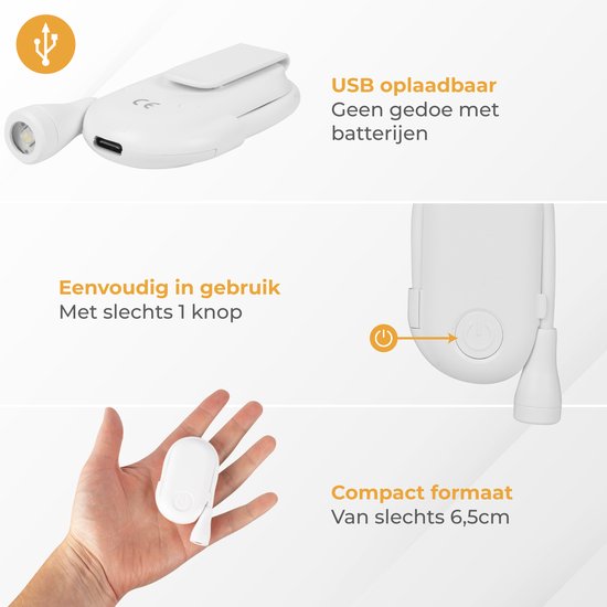 Nuvance - Lampe de lecture - Lampe de lecture à pince - Dimmable - 3 niveaux - Lampe de lecture pour livre - Rechargeable USB C - 24 heures de plaisir de lecture - Lampe à pince - pour enfants et adultes - Lampe à pince - Blanc