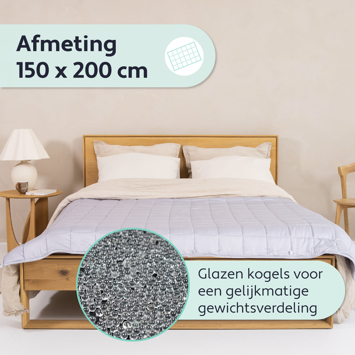 Litollo Weighted Blanket 8 kg - Couverture lestée - matériau durable en bambou - gris - 150x200cm