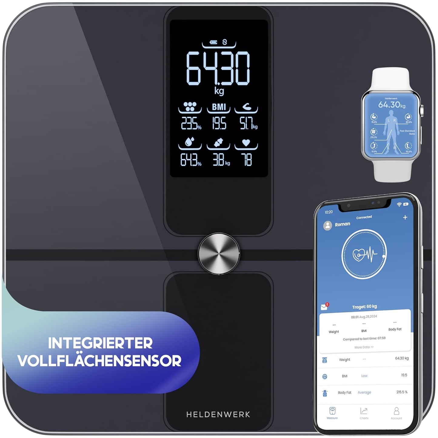 Balance Heroism - Numérique - 180KG - Bluetooth - 32.9x31.2x4.7cm