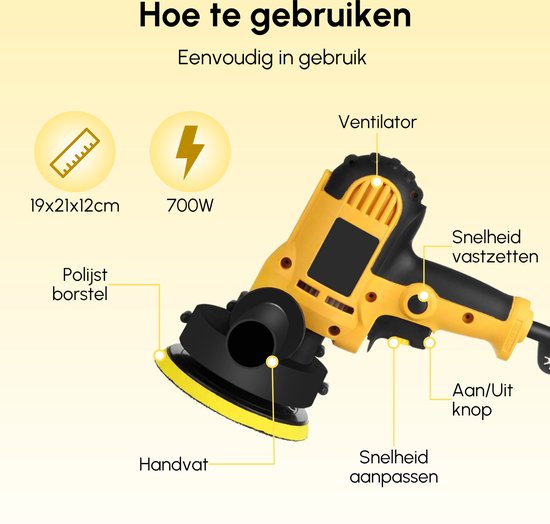 Gtrise Polisher - Polisseuse voiture - 6 disques de polissage - 1400W puissant - Polisseur - Avec Ebook