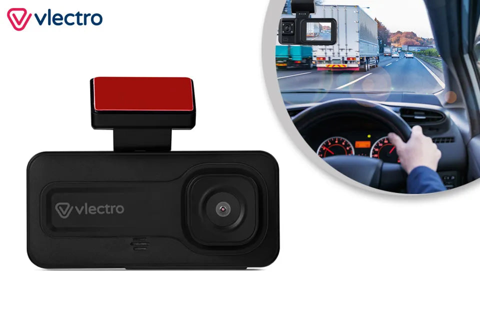 Vlectro Dashcam - Caméra avant/arrière/intérieure - 1080p - Détection de mouvement - Compacte