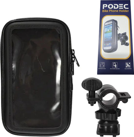 Support de téléphone Podec pour vélo, étanche, noir