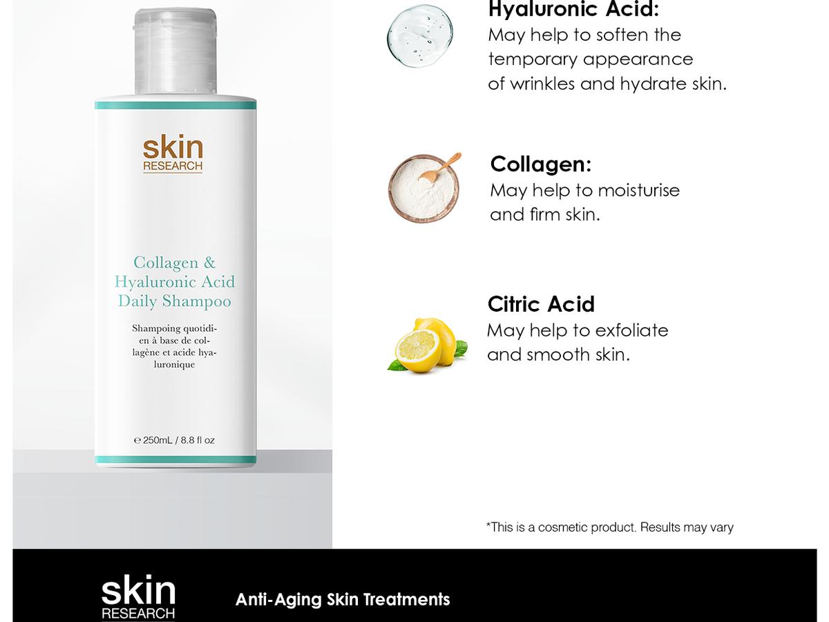 Shampoing Skin Research Daily - Collagène et acide hyaluronique - 250 ml - Transparent