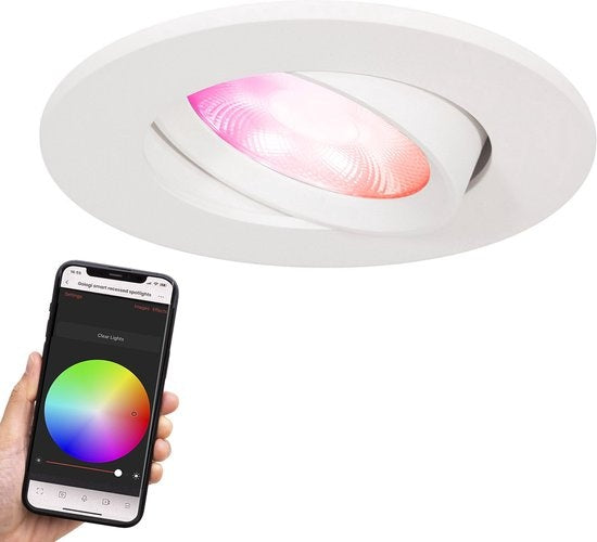 Gologi Smart Recessed Spotlights - Smart LED Downlight Dimmable - Tiltable - RGB+CCT Light - Gu10 LED Lamp - White
