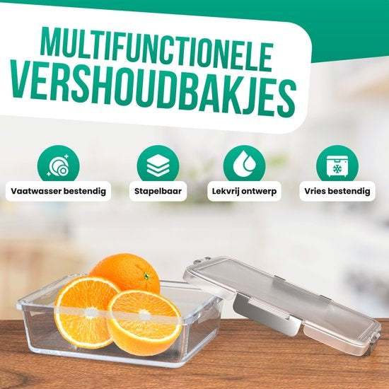 Avalo Plateaux de conservation des aliments en verre - Plateaux de préparation des repas - Plateaux de congélation - Avec couvercle - 10 pièces 1060ml / 370ml