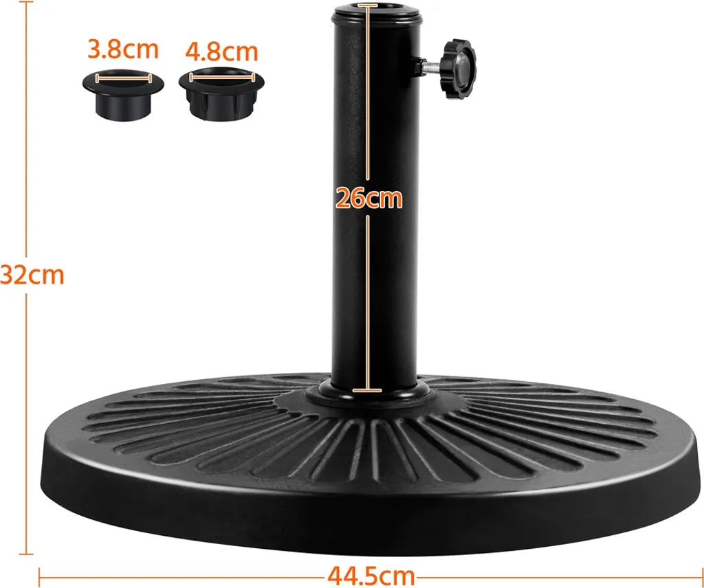Yaheetech Pied de parasol - Rond - 46x46x34 cm - 10 kg - Noir