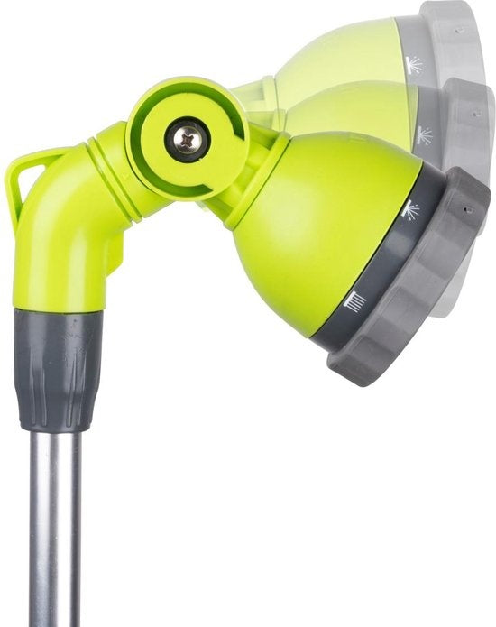Kinzo Douche de jardin réglable - ⌀56 x 160/220CM - Trépied, pomme de douche et raccord pour tuyau d'arrosage inclus - Plastique/Aluminium - Vert/Argent