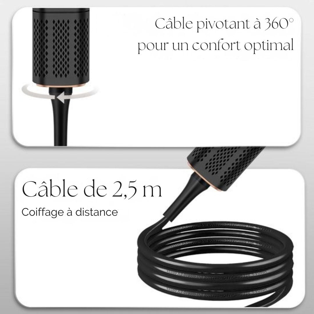 Lisseur Sansbeauté® - 2 en 1 - Sèche-cheveux et lisseur - Jet d'air froid - 80 °C à 140 °C - Lisseur à vapeur alternatif - Noir