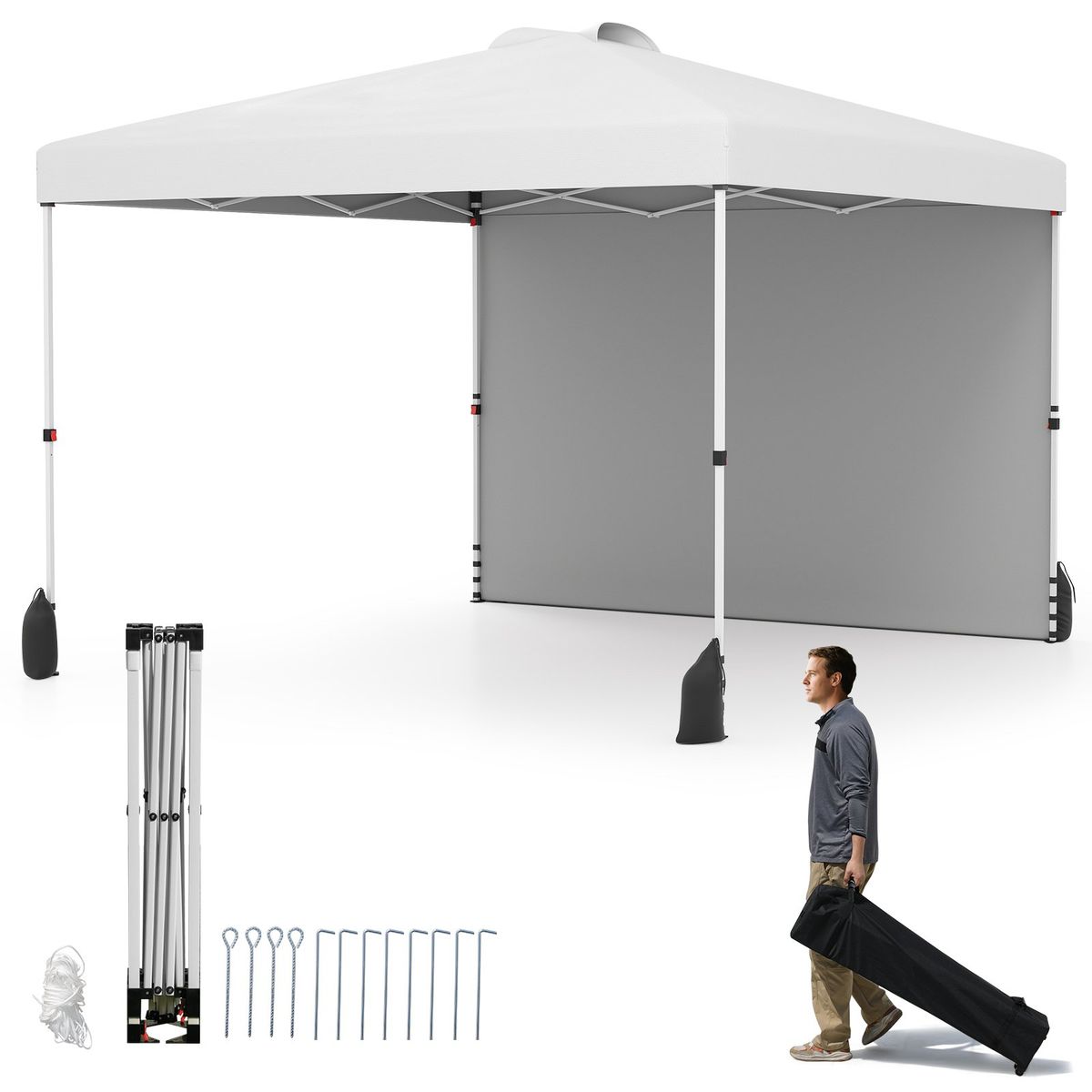 Pavillon de jardin éphémère Coast - 3 x 3 m - paroi latérale amovible - blanc