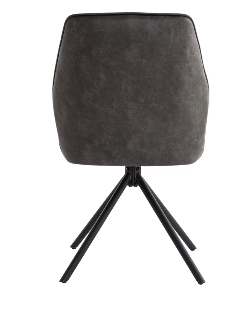 Criks Design - Nova Swivel Dining Chair 2 Pieces - 54 x 64 x 87 cm - Piétement pivotant à 180°, fonction retour automatique et assise en contreplaqué - Pour la salle à manger et le bureau - Cuir écologique et métal anthracite