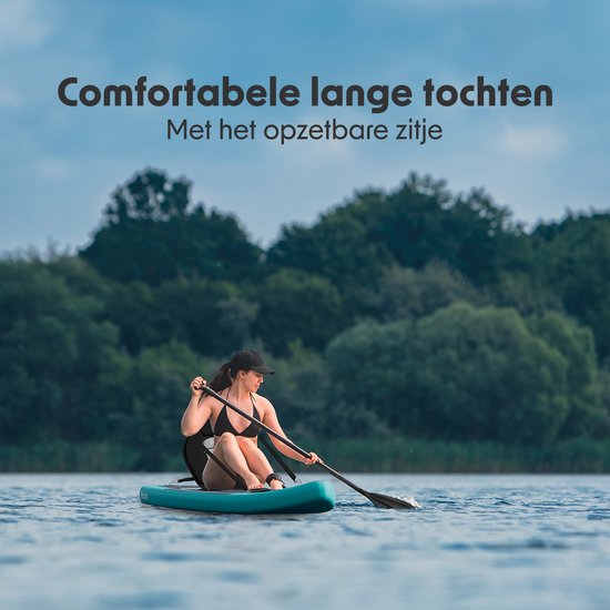 LifeGoods SUP Board Touring - 165 KG de capacité de charge - 365 x 76 cm - gonflable - avec siège - paquet Sup complet - Turquoise