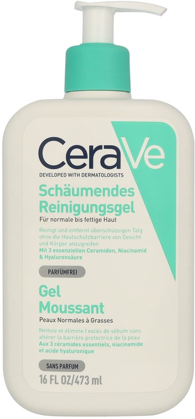Gel nettoyant moussant CeraVe - pour peaux normales à grasses - 473 ml