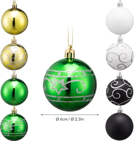 Boules de sapin de Noël 24pcs Ø6cm - Plastique brillant mat - Vert