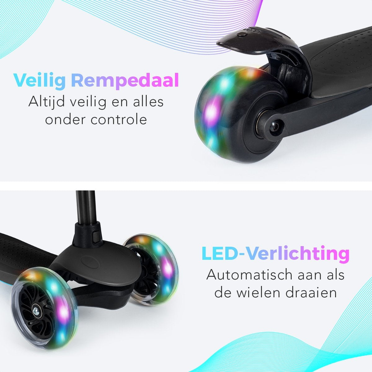 Trotinette enfant avec roues lumineuses LifeGoods, Noir