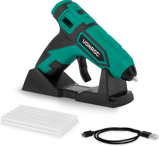 VONROC batterie pistolet à colle 4V - 1.5Ah - Inclus 8 cartouches de colle Ø7x100mm