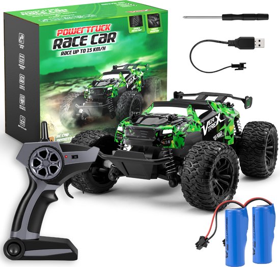 Voiture télécommandée Vertrex Outlander - Jouet de course télécommandé - Adultes et garçons - pour l'extérieur - Radiographique télécommandable - Vert