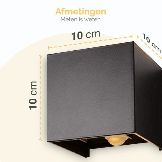 Goliving buitenlamp met bewegingssensor – Wandlamp zwart binnen en buiten – Kubuslamp industrieel – Waterdichte LED-verlichting - Energiezuinig en roestvrij