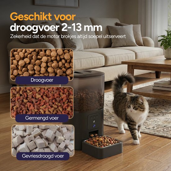 Viervoeter Feed Pro - Mangeoire automatique 6 L - Caméra HD et audio - Chat et chien - Distributeur automatique de nourriture avec application - Noir