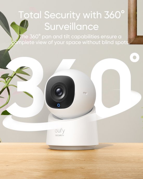 eufy Security - Indoor Cam C220 - Caméra de sécurité avec une résolution 2K et un système PTZ à 360°