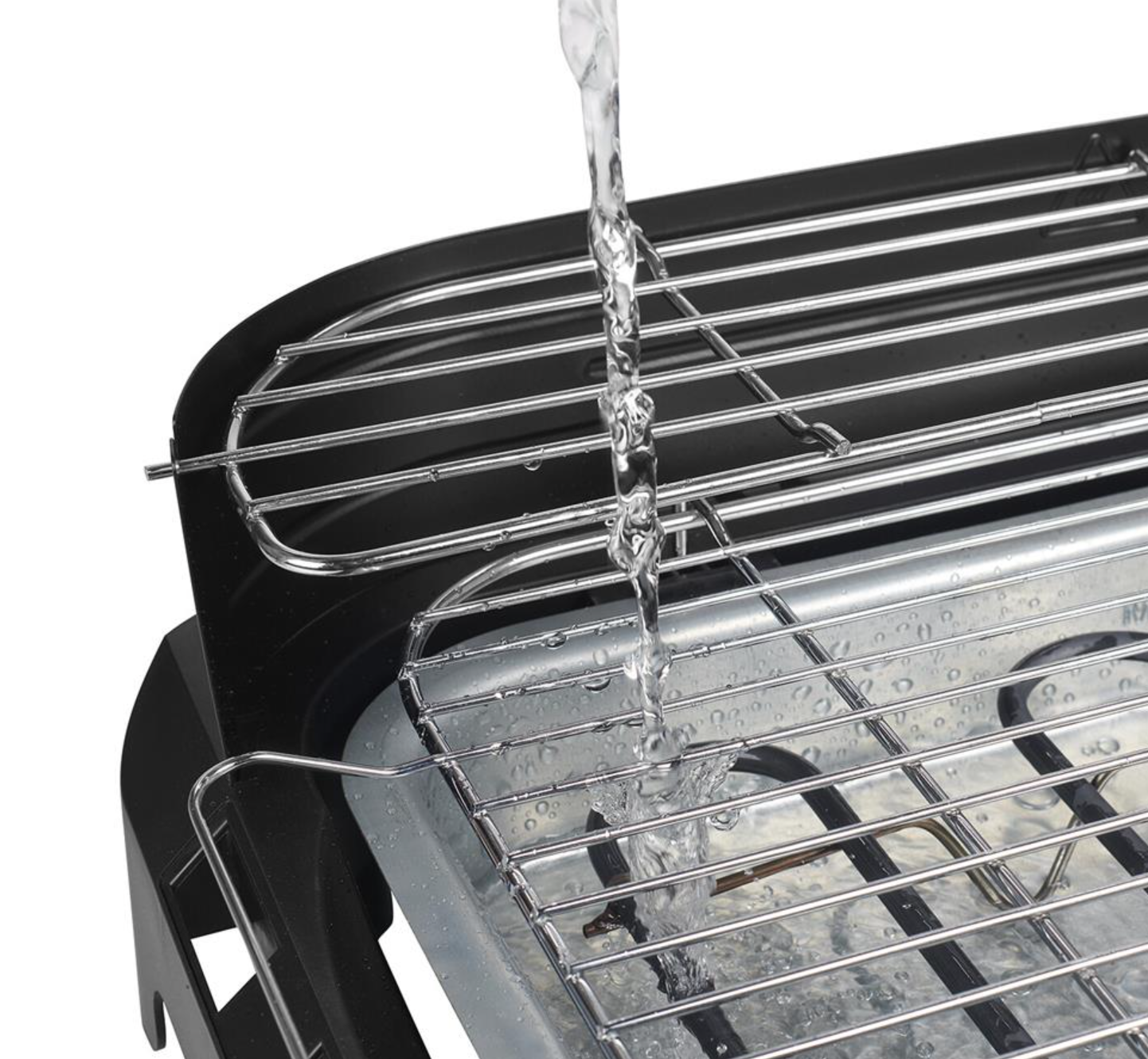 Barbecue électrique Princess avec tables latérales - 2 200 W - 40 x 24,5 cm - Noir