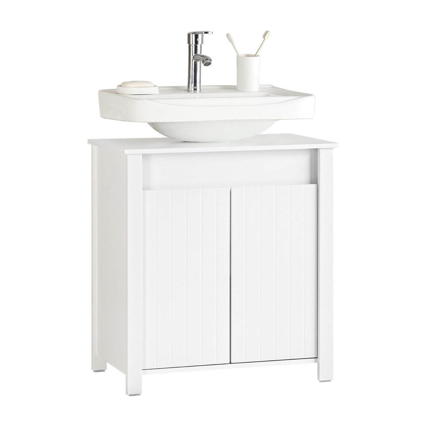 SoBuy Meuble bas pour évier - 2 portes - 60 x 34 x 65,5 cm - Blanc