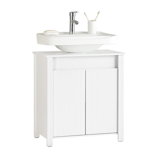 SoBuy Meuble bas pour évier - 2 portes - 60 x 34 x 65,5 cm - Blanc