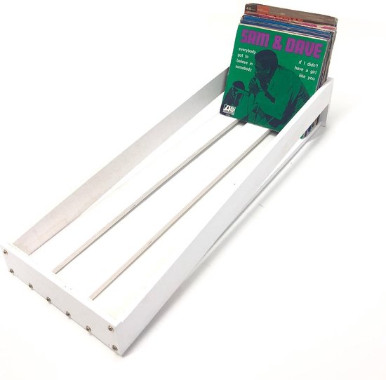 Caisse de rangement en bois pour disques vinyles LP - 75 à 100 pièces - blanc