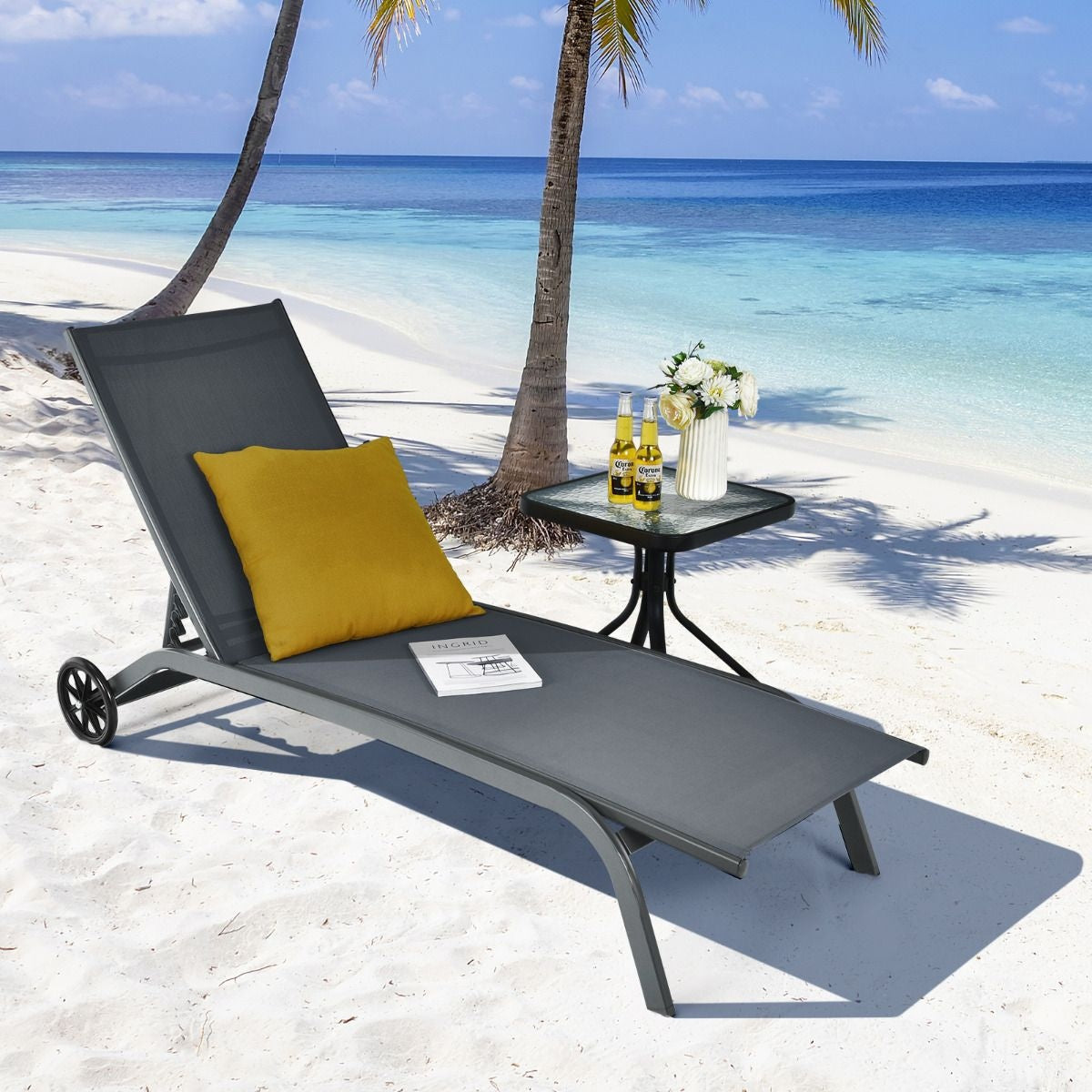 Coast Chaise longue sur roulettes -Max. 150 kg - Métal - Gris