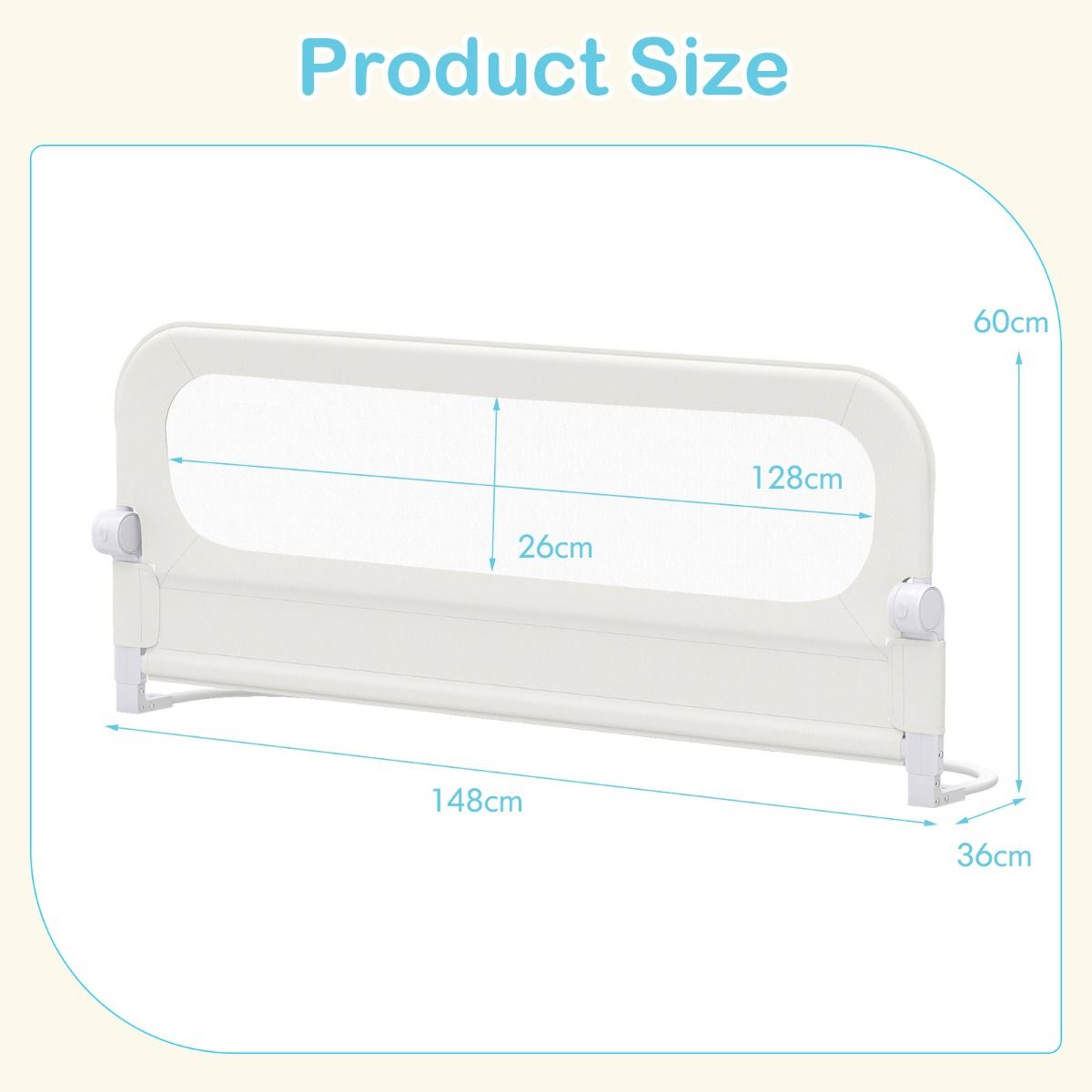 Barrière de lit pliable Coast pour tout-petits - Réglable et pliable - Taille L - Blanc