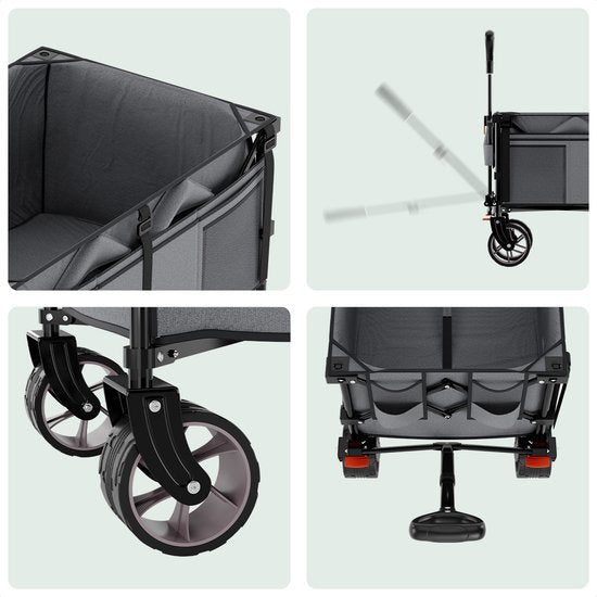 LifeGoods Wagon - XL - Pliable - 200L - Capacité de charge 100KG - Gris