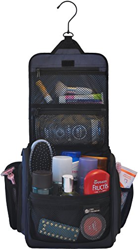 Trousse de toilette suspendue D&D - Zips YKK - 10x10x4cm - Bleu
