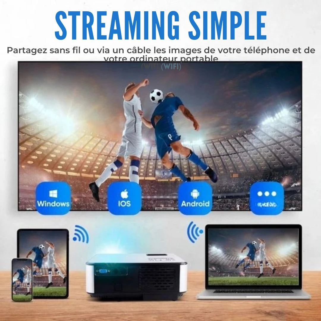 Vidéo-projecteur Strex - WiFi - 7000 lumens - 22 x 16 x 8,7 cm - Noir