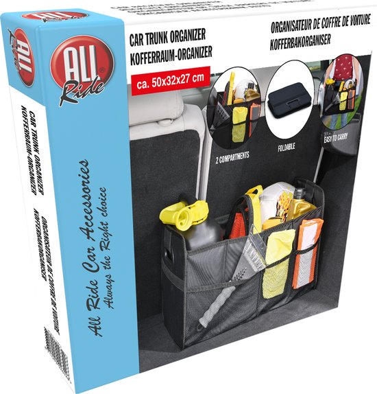 All Ride Organisateur de coffre - Pliable - Accessoires de voiture - Noir
