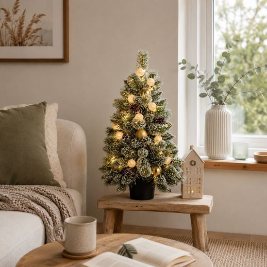 Black Box Trees Sapin de Noël artificiel Kaprun avec décorations H 90 x P 61 cm - Sapin artificiel en pot - Sapin de Noël artificiel d'intérieur - 120 branches - Vert