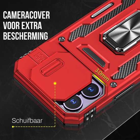 Coque Podec compatible avec l'iPhone 11 Pro, rouge - Coque anti-chocs hybride « Armor » avec support intégré et film de protection d'écran