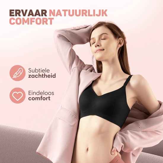Vulpes Goods® BabyCare - Soutien-gorge d'allaitement sans armature - Soutien-gorge de maternité - Soutien-gorge d'allaitement sans couture - Soutien-gorge de nuit - bretelle réglable - tissu ultra doux - rembourrage amovible - devant avec rabat - utile po