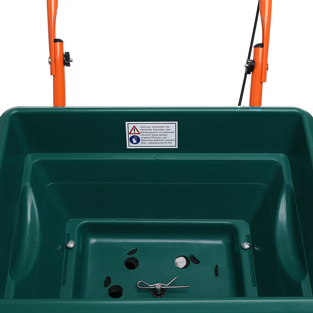Épandeur d'engrais 20L - Gardebruk – Pneus réglables - Sable et engrais - Gravier Jardin Gazon extérieur- Vert Orange