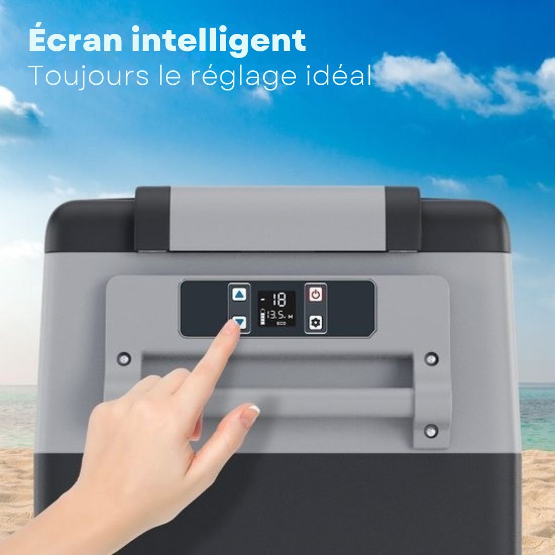 Glacière électrique à compresseur Auronic - 49.5L - Chargeur voiture 12V Prise de courant 230V - Gris
