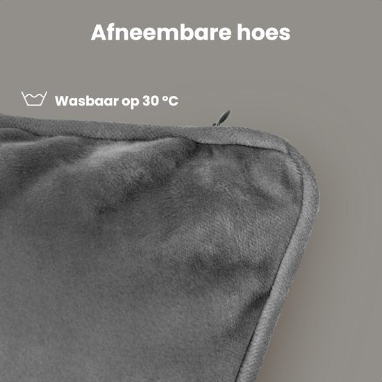 Auronic Heat Pillow - Velvet - 45x45 - Sans fil - Rechargeable - Oreiller électrique - Infrarouge - Gris