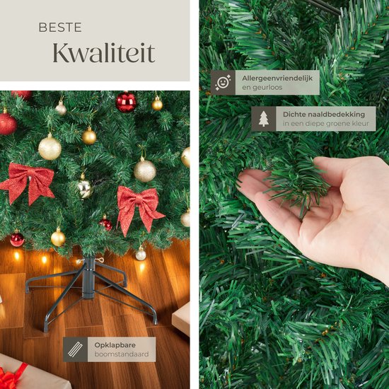 tectake® Arbre de Noël artificiel - Arbre de Noël artificiel fermé avec branches de pin flexibles et pliables et support en acier - 230 cm, 1346 aiguilles - Vert, idéal pour les décorations de Noël
