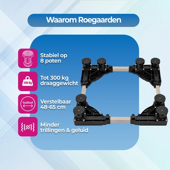 Surélevateur pour lave-linge Roegaarden - Anti-vibrations - Réglable - 8 pieds pour plus de stabilité - Facile à installer