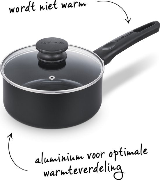 Brabantia Cooking Pleasure set - 7 pièces - Induction - Revêtement antiadhésif en céramique - 100% sans PFAS - Noir
