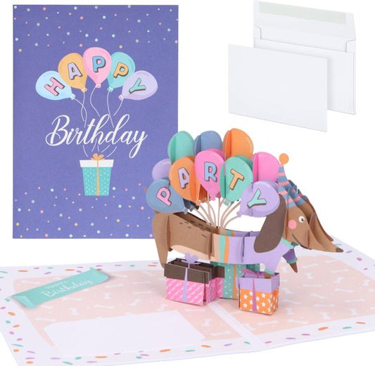 Partizzle, 1 carte d'anniversaire pop-up 3D « Teckel » avec enveloppe - Cartes d'anniversaire - Cartes pop-up - Adultes et enfants - 15 x 21 cm