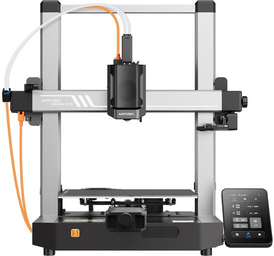 Imprimante 3D Anycubic Kobra 3 V2 Combo – ACE Pro Multicolor 4/8 couleurs – Vitesse de 600 mm/s – Nivellement automatique LeviQ 3.0 – Volume d'impression de 255 × 255 × 260 mm – Compensation des vibrations – Caméra 720p – Prête à l'impression