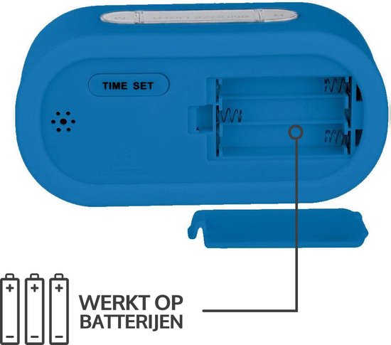 Réveil numérique JAP AP17 - Réveil robuste - Avec fonction snooze et éclairage - Coque de protection en caoutchouc - Bleu