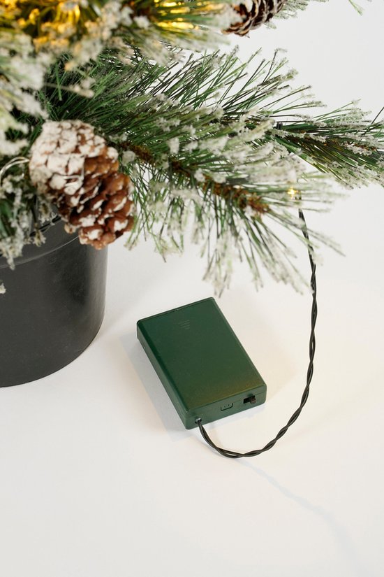 Black Box Trees Vandans : sapin de Noël artificiel avec éclairage - Sapin de Noël H 90 x Ø 48 cm - Sapin artificiel en pot avec des branches enneigées - Vert