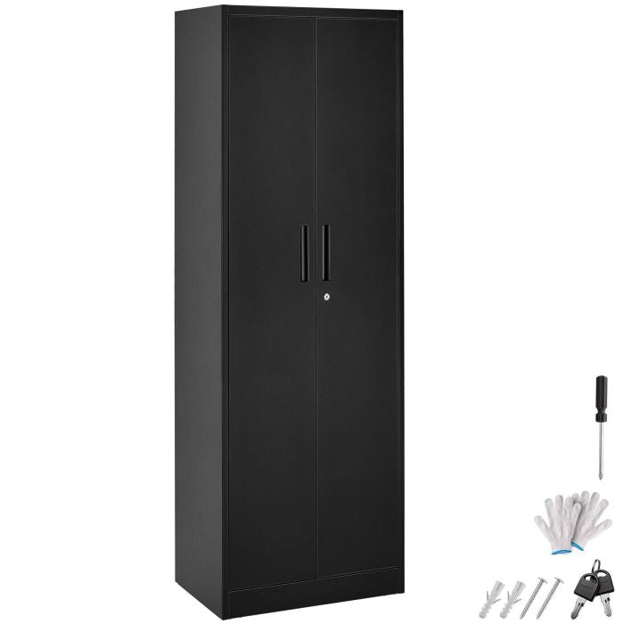 Armoire d'archivage Brandon de tectake – Acier thermolaqué – 60 x 40 x 180,5 cm – Noir