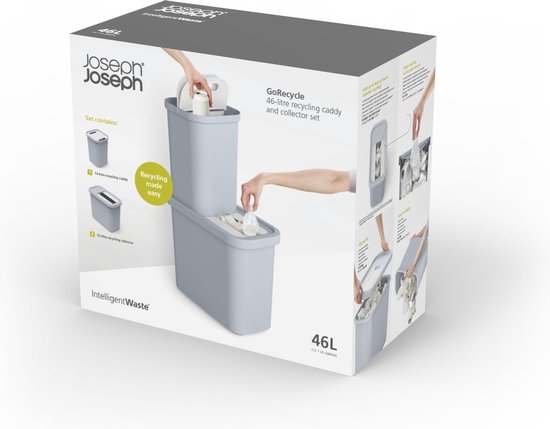 Joseph Joseph - GoRecycle - Poubelle de tri sélectif - Lot de 2 - 46 litres - Bleu