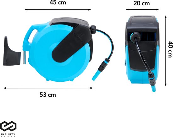 Infinity Goods Wandslangbox - 25 Meter - Slanghouder - Tuinslang Met Haspel - 180° Draaibaar - Automatisch - Slanghaspel