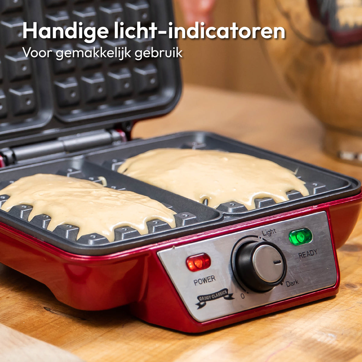 Gadgy Wafelijzer - Wafelmaker 2 Wafels per keer - Waffle Maker - Anti-Aanbaklaag - 1000 Watt - Regelbare Thermostaat
